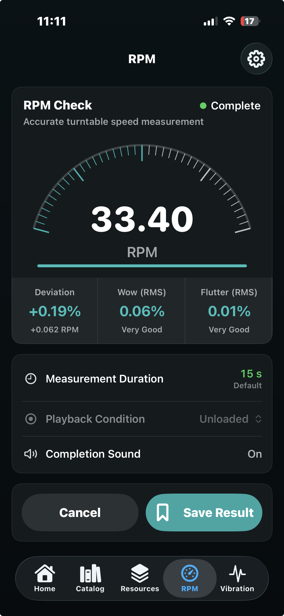 Resonance Lab RPM measurement